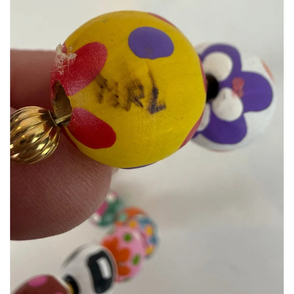 Hand-Painted Decorative Wooden Bead Necklace 21